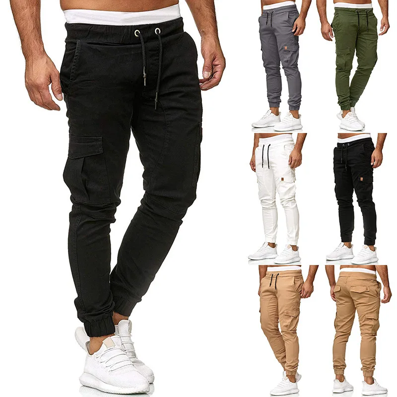 

Autumn Men Pants Hip Hop Harem JoggerNew Male Casual Trousers Fitness Mens Solid Multi-pocket Sweatpants Gyms Bodybuilding