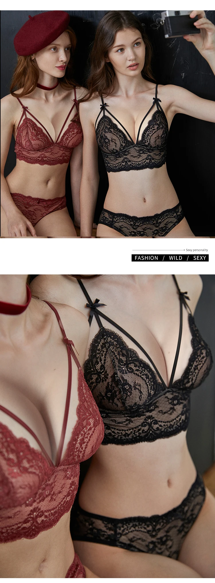 LILYMODA, треугольная чашка, женский сексуальный кружевной бюстгальтер, ультра тонкий бюстгальтер, наборы бюстгальтеров, женское нижнее белье, винтажное, красное, серое, черное