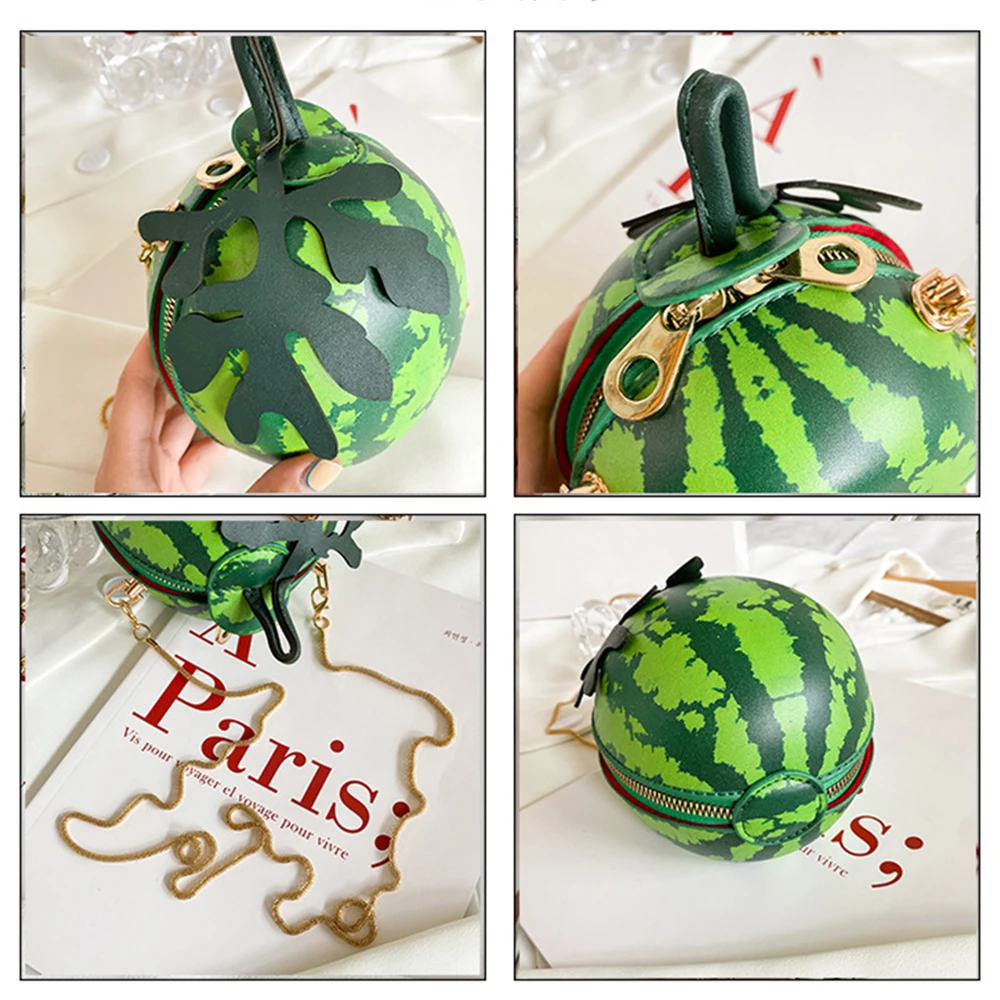 

S.IKRR Fun Fruit Design Crossbody Bags Pu Leather Fashion Women 3D Purses and Handbags Girls Shoulder Bag Mini Chain Female Bag