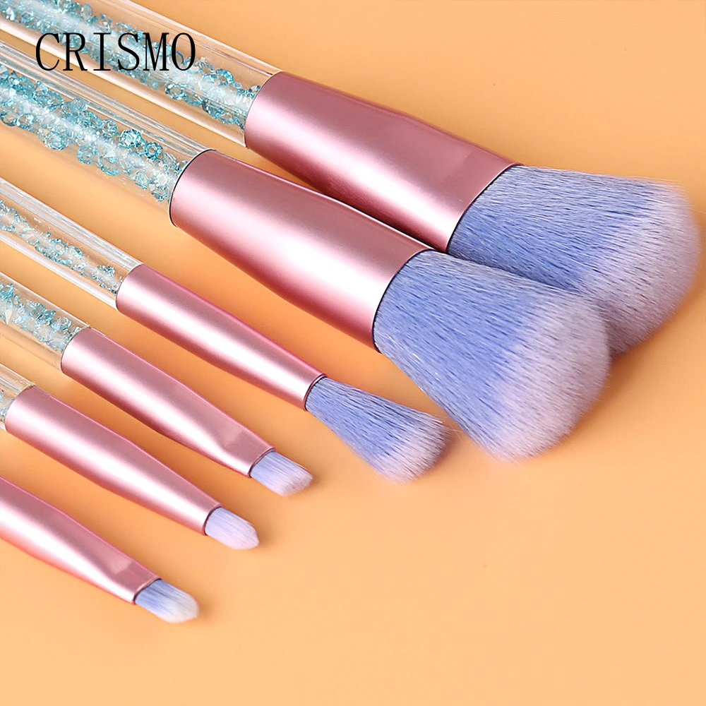 CRISMO 7Pcs Glitter Diamond Crystal Handle Makeup Brushes Set Powder Foundation Face Make Up Brush Cosmetic | Красота и здоровье