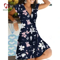new summer v neck floral print party dress women vintage sleeveless tank mini dress spring loose a line dress 2021
