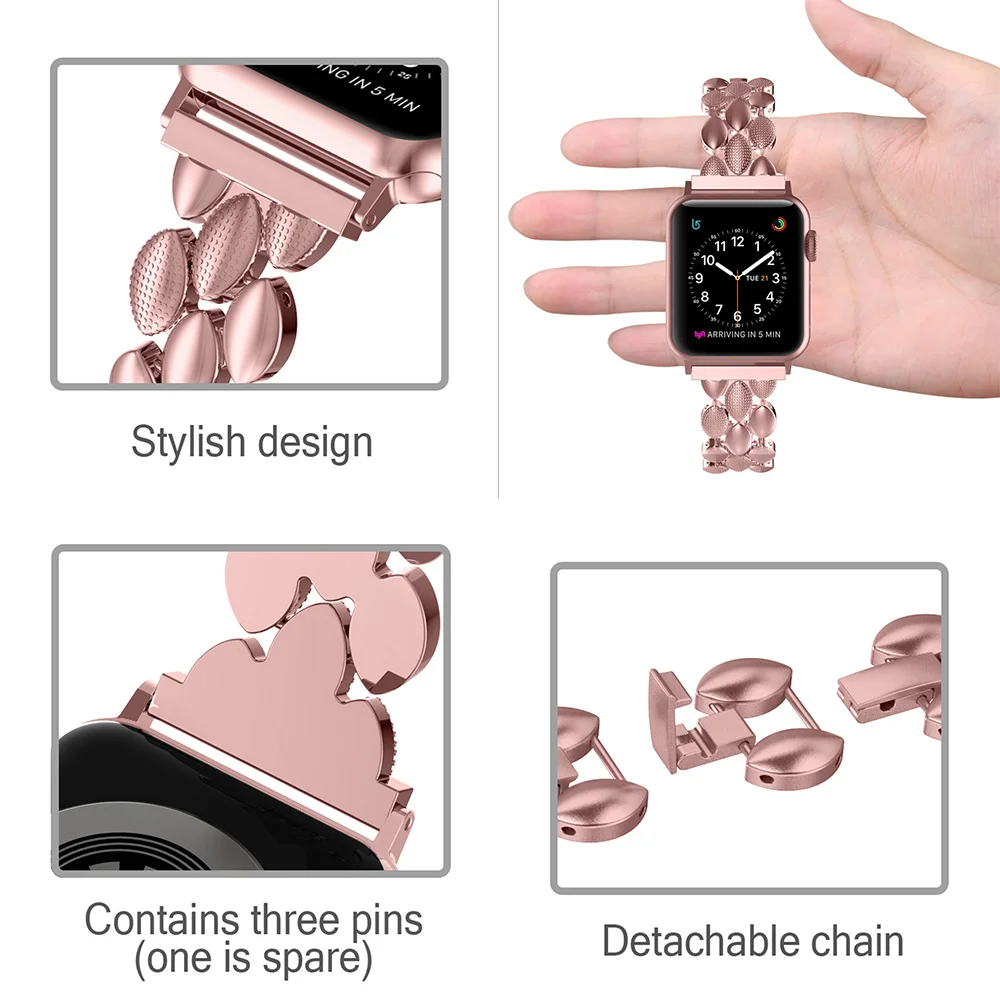 Роскошный металлический ремешок из нержавеющей стали для Apple Watch Band 38 мм 42 мм 40 мм 44 мм Модный женский мужской ремешок для iwatch series 5/4/3/2/1