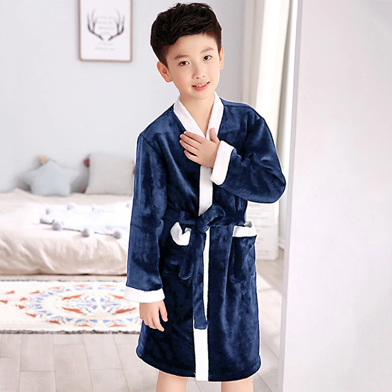 Фланелевые банные халаты для детей модная одежда сна мальчиков и девочек детские