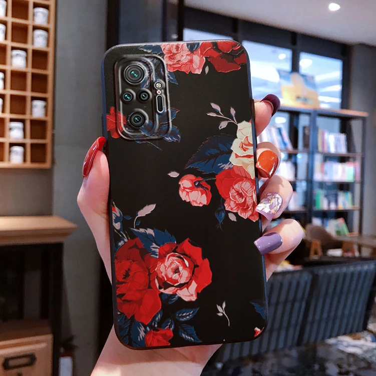 

For Xiaomi Poco X3 NFC F3 F2 Pro M3 Case For Redmi Note 10 Pro 8T 7 8 Pro 9S 10S 9 Pro Max Case Cute 3D Flowers Soft Cases Cover