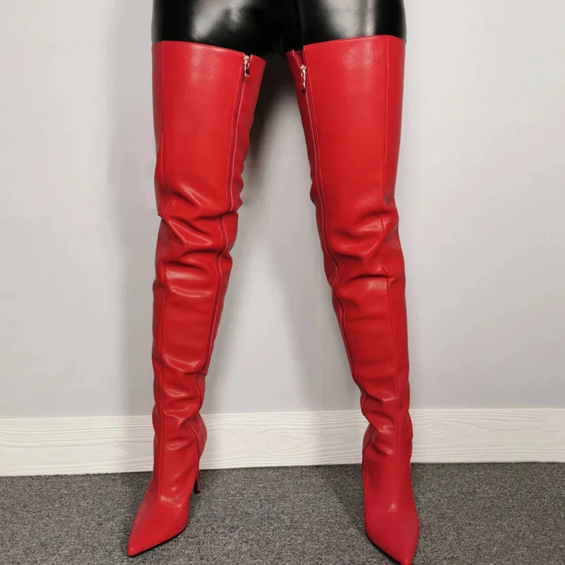 Sexy Thigh High Boots Shoes For Women High Heels Over The Knee Side Zipper Plus Size 34-43 Boots Female 2022 Autumn Winter