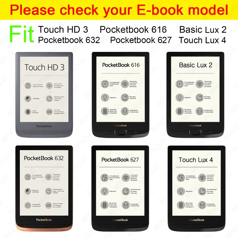 Мягкий чехол из ТПУ для PocketBook Touch Lux 4 627 + Защитная пленка экрана|Чехлы планшетов и