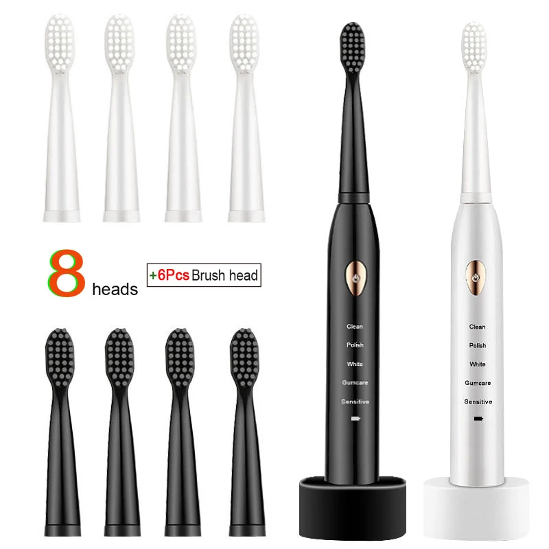 Smart Electric Toothbrush Automatic Ultrasonic Sonic Tooth Brush Adult Waterproof USB Rechargeable 5 Mode Teeth Brush 4 Heads