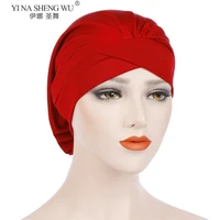 woman hijabs hats soft turban elastic cloth head cap hat new style fashion chemo beanie ladies muslim scarf cap hair accessories