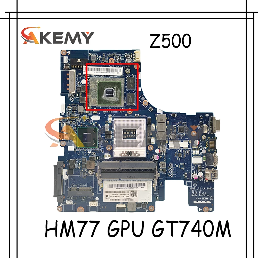 

Материнская плата Akemy для ноутбука Lenovo Z500 VIWZ1, Z2 LA-9063P, PGA989, HM77, GPU GT740M, DDR3, 100% тестирование