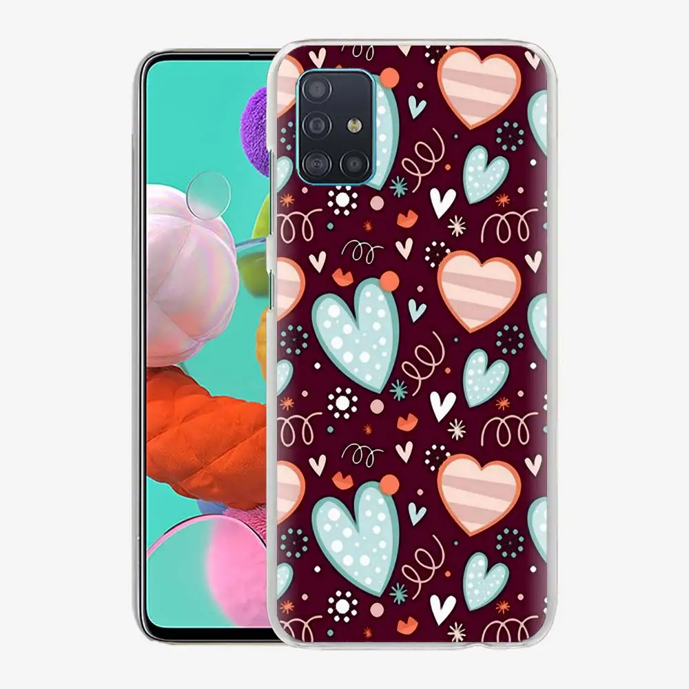

Phone Case for Samsung Galaxy A51 A71 A50 A21s A31 A20e A10 A70 A30 A40 A41 A11 Hard Original Cover Cute Love Heart shaped