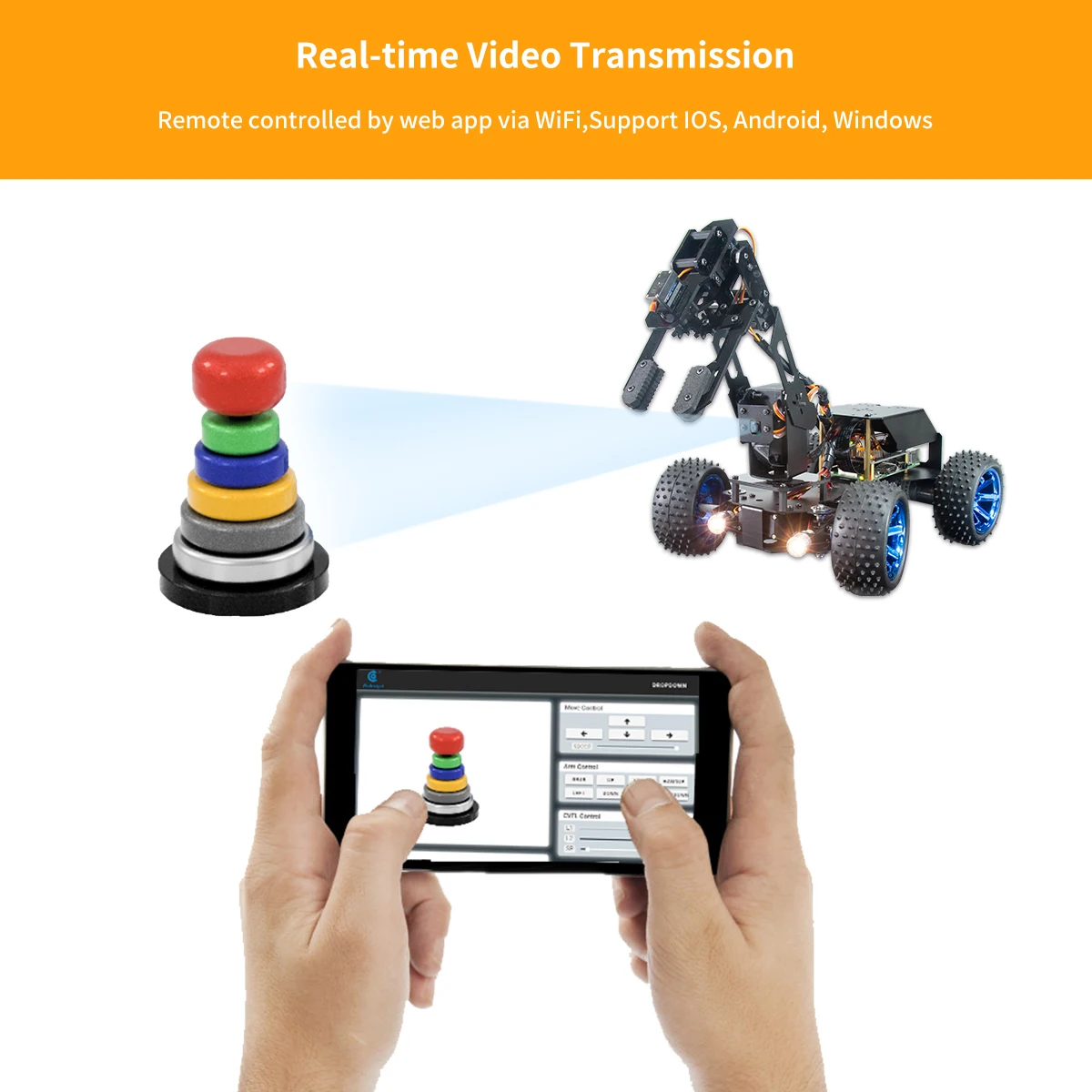 Verkaufen Adeept PiCar Pro Smart Roboter Auto Kit 2-in-1 4WD Auto Roboter Mit 4-DOF Robotic Arm Für Raspberry Pi