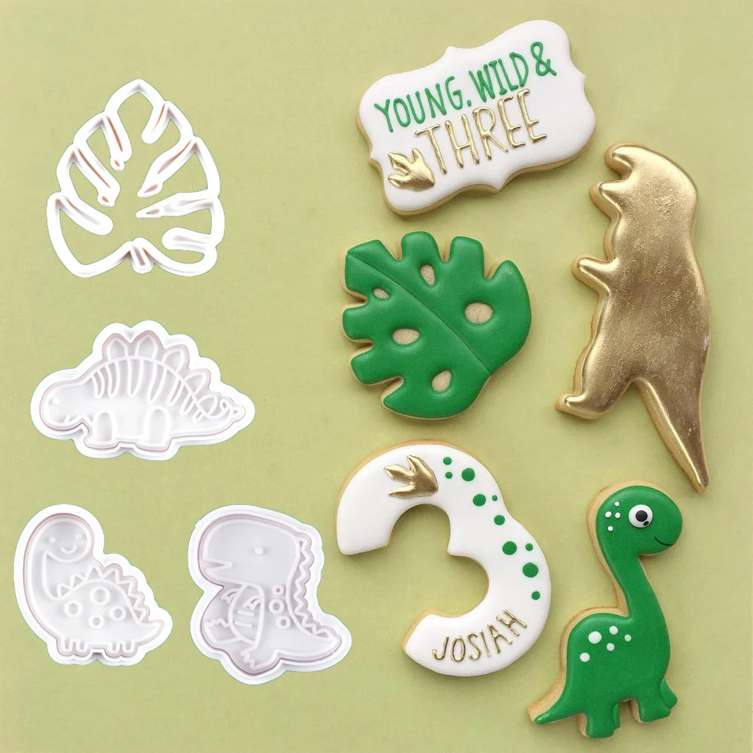 

1pack Dinosaur Leaves Cookie Mold Animal Biscuit Cutter Food Grade Plastic Baking Tools for Dinosaur Birthday Cupcake Supplies