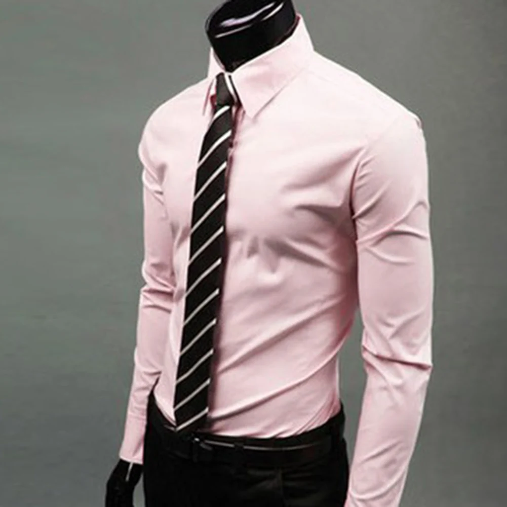 

Fashion Men Shirt Solid Color Long Sleeve Down Shirt Slim Formal Business Top Long Sleeve Down Shirt Slim Formal Business Top