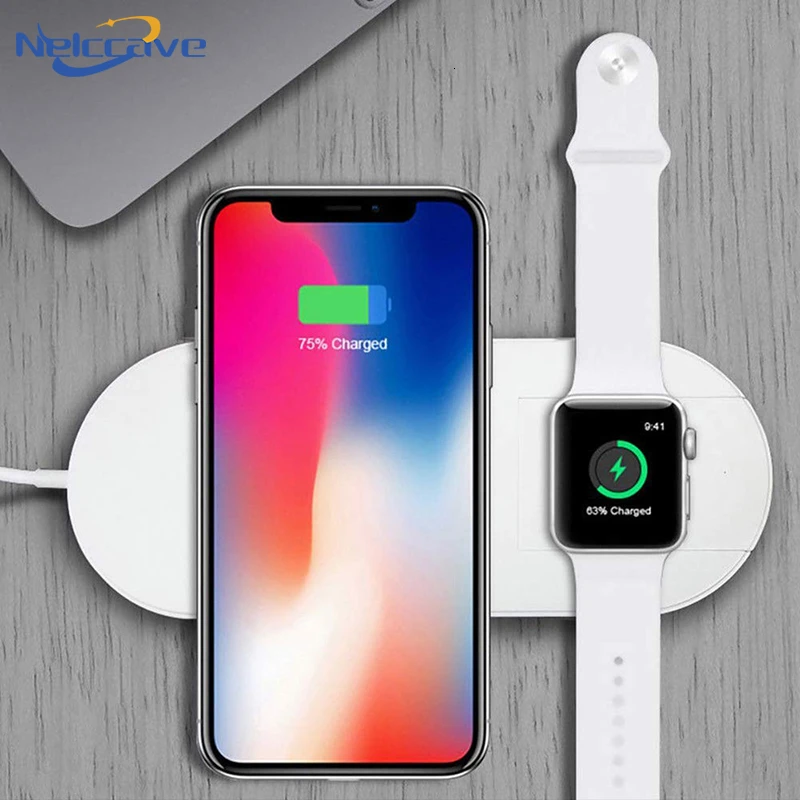 2 в 1 беспроводная зарядная панель для Apple Watch Fast Qi Phone настольная Беспроводная док