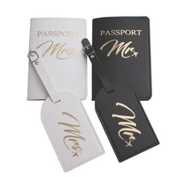 Solid MRS Passport Cover Luggage Tag Couple wedding Passport Cover Case set Letter Travel Holder Passport Cover CH26LT45