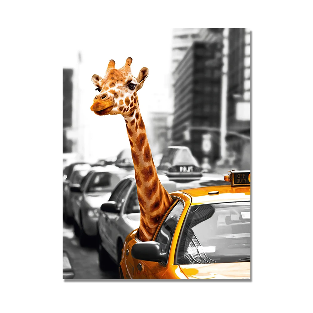 Современная городская улица Париж башня холст картина желтый автомобиль постер