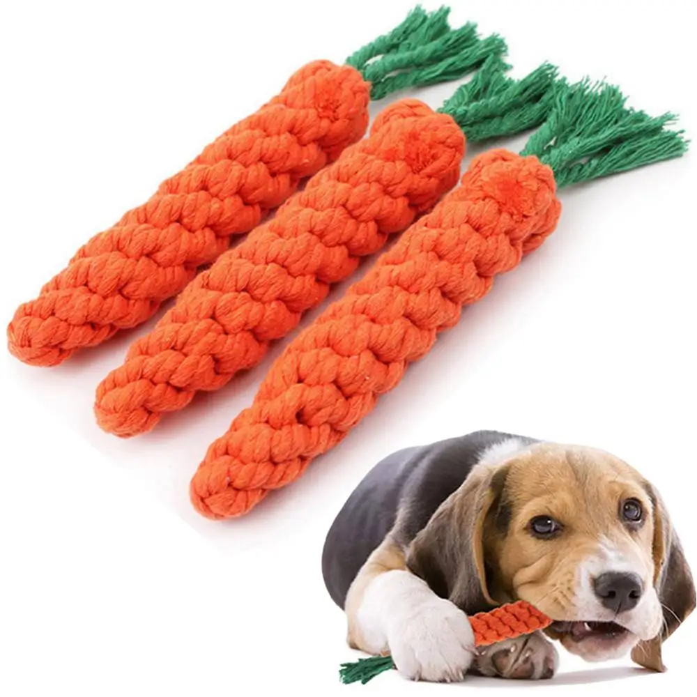 

Carrot Shape Rope Toy Pet Long Braided Cotton Rope Toys Puppy Tooth Cleaning Chew Toys Dog Outdoor Traning Fun Playing Toys