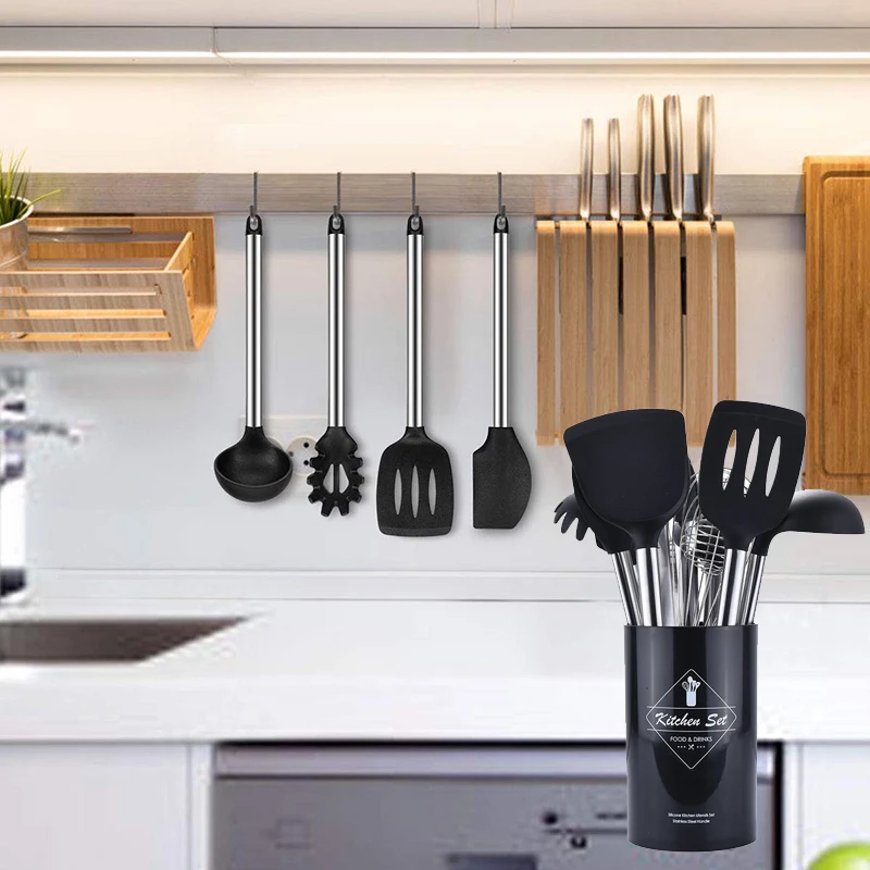 Силиконовая кухонная утварь с антипригарным покрытием ручка из нержавеющей