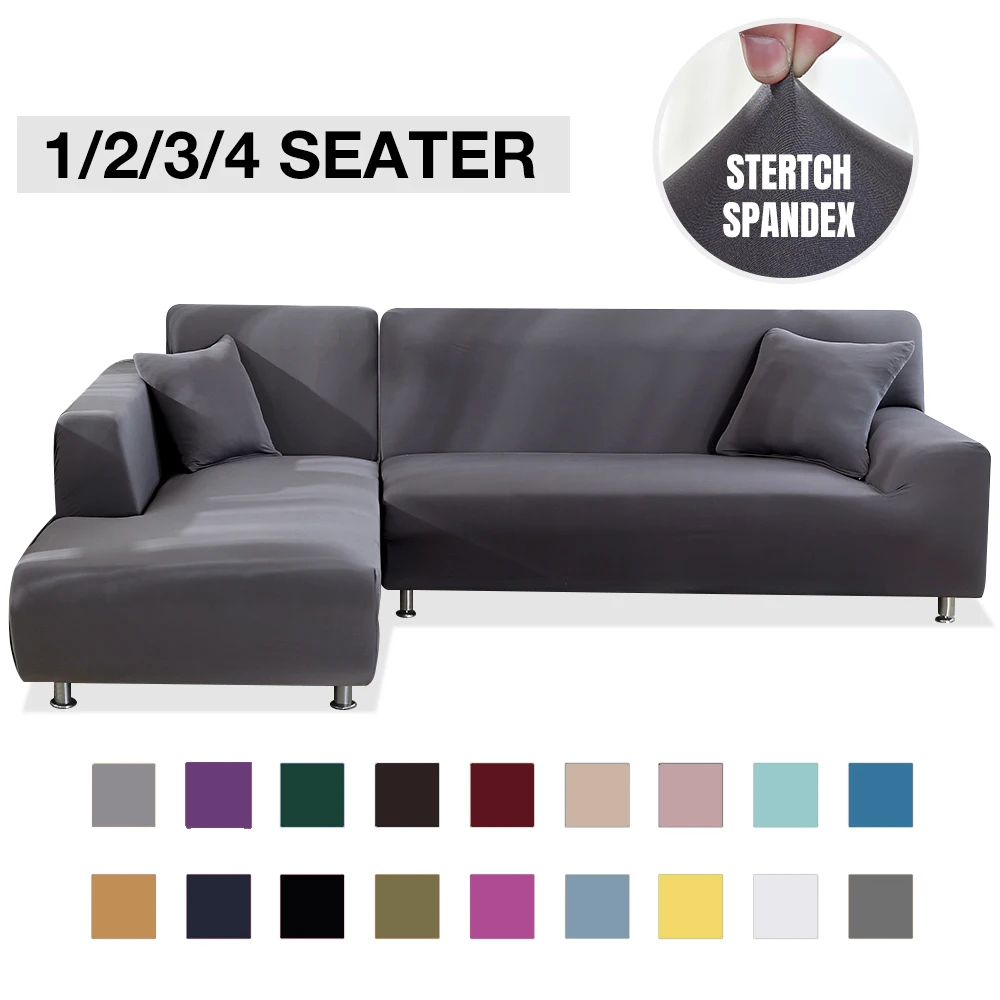 

Elastic Solid Sofa Covers Livingroom 1/2/3/4 Seater Sofa Slipcovers Couch Cover Stretch Sofa Towel L Shape Corner Sofa Covers