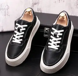 

Men 2021 Designer White Sneakers New Fashion Black Thick Bottom Causal Flats Shoes Moccasins Rock Students Tenis Masculino