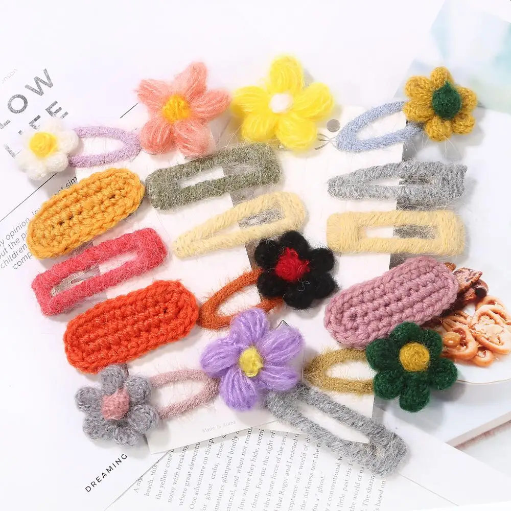 1 шт./1 компл. Женские зимние вязаные заколки для волос девочек милые головные