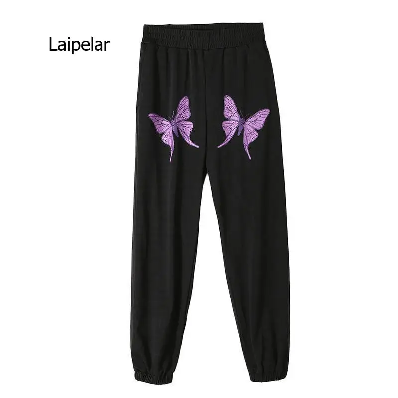 

Sports Gym Wear Women's Loose Legged New Versatile Harlan Casual Butterfly Print Pants Spring and Summer