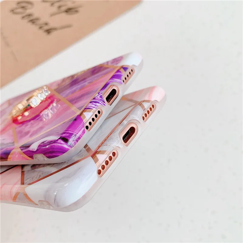 Lovebay New Phone Case For Huawei P30 P20 Pro Lite Mate 20 Soft IMD With Finger Ring Holder Geometric Marble Back Cover |