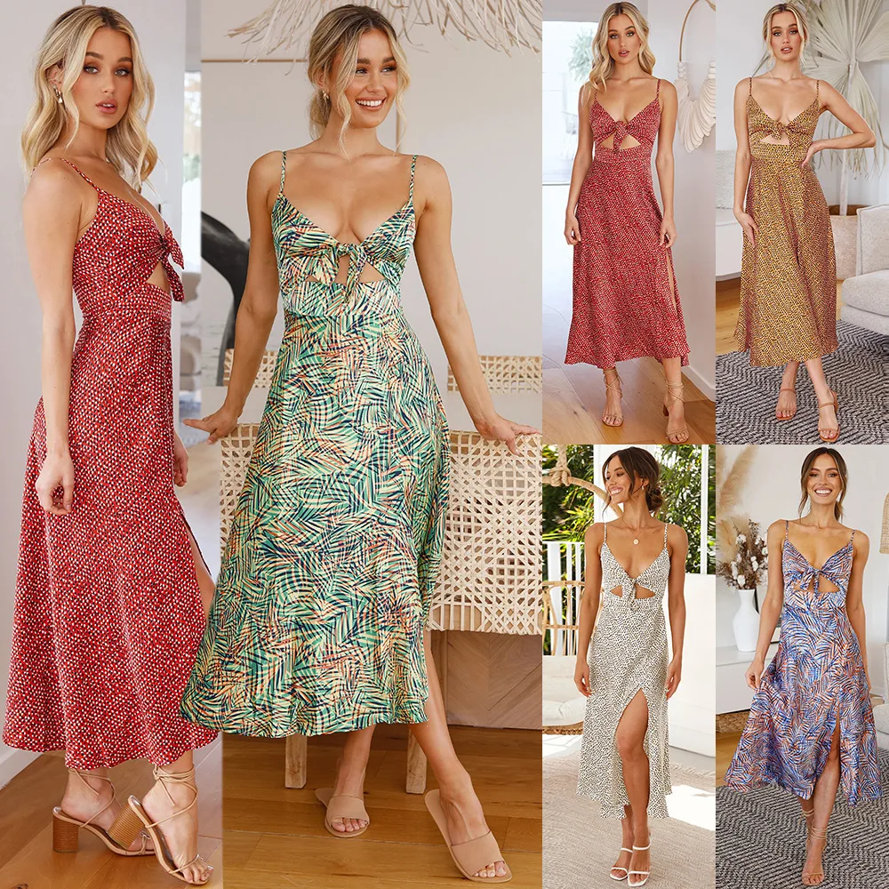 

Summer plus size women's dress 2022 spring and summer fashion slim and thin temperament slit dress women