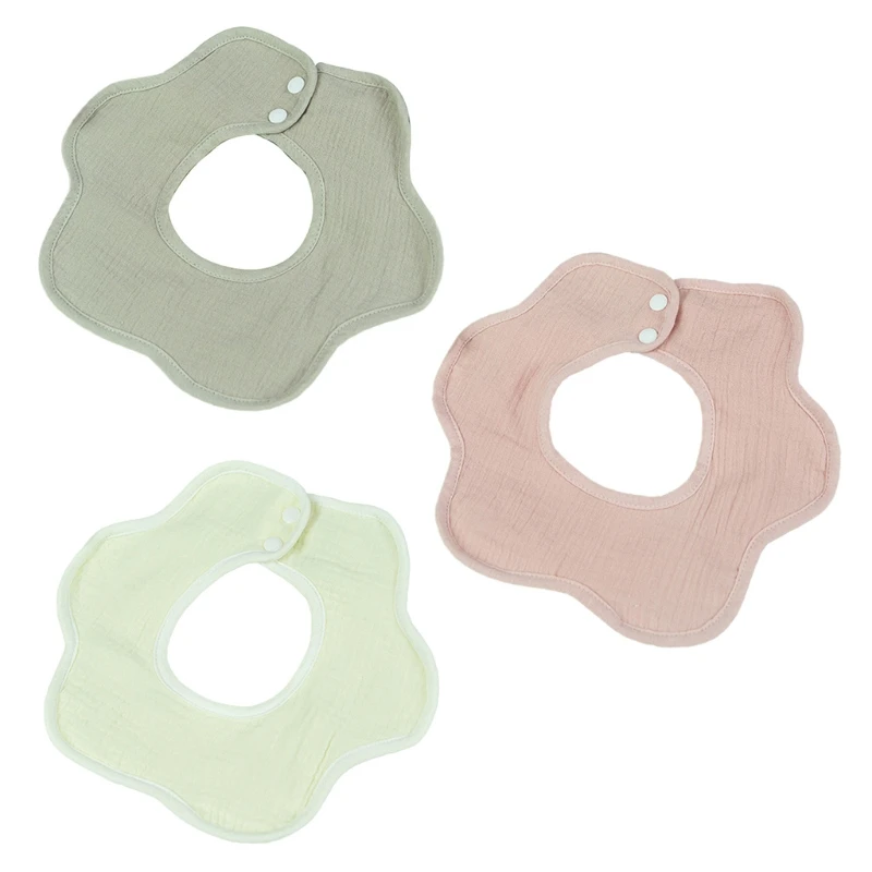 

360° Rotation Burp Cloth Solid Color Baby Flower Shape Feeding Bib Saliva Towel