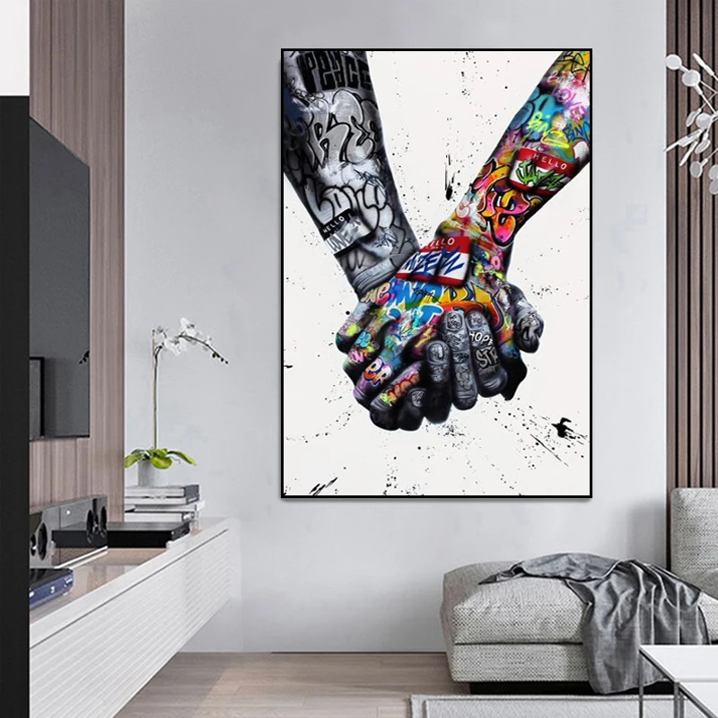 

LOVE Graffiti Art Hand Posters and Prints on Canvas Painting Fashion Street Wall Art Picture for Living Room Home Design Decor