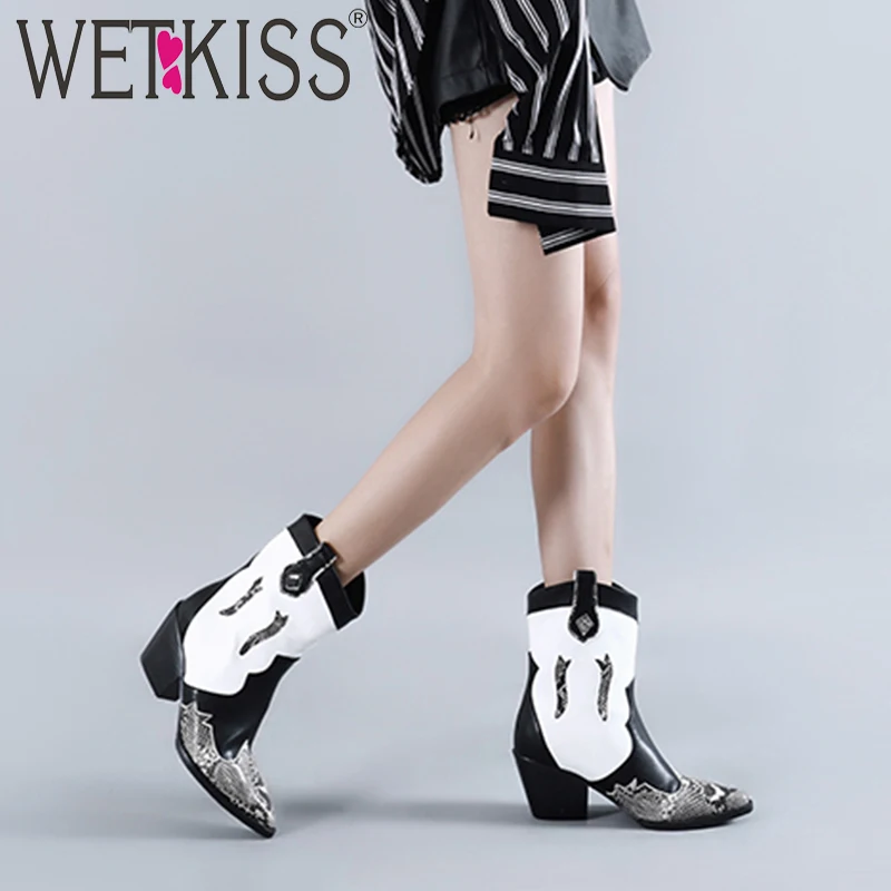 Женские ковбойские ботинки из ПУ кожи со змеиным принтом|Женские полусапожки| |