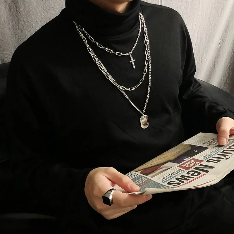 Ожерелье ELSEMODE для мужчин и женщин многослойная подвеска из нержавеющей стали в