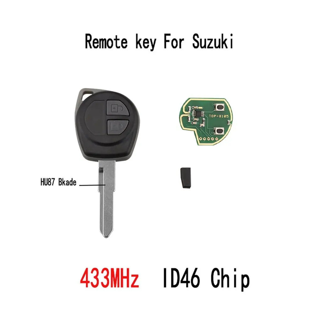 

433MHz ID46 Chip Car Remote Key Fit Fob Shell Key Case for Suzuki Swift SX4 ALTO Vitara Ignis JIMNY Splash HU87 Uncut Blade