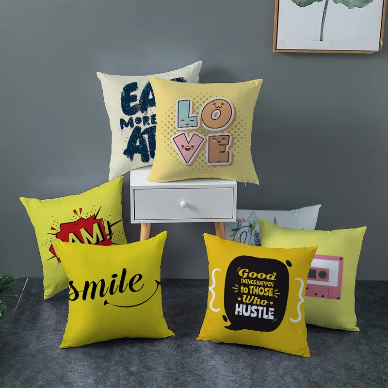 New Nordic Letter Printing Super Soft Sofa Pillowcase Cushion Cover Office Custom 45*45cm decor home | Дом и сад