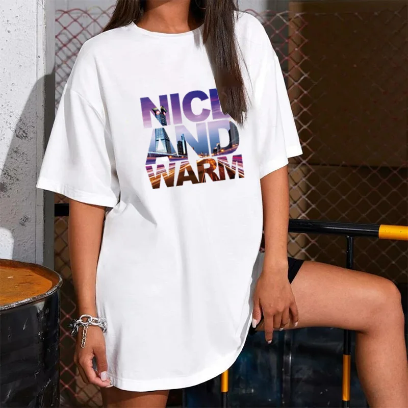 

Femme Party T-Shirt Dress City Night Letter Print Summer Women Short Sleeve Harajuku Oversize Mini Dresses Casual Loose Vestidos