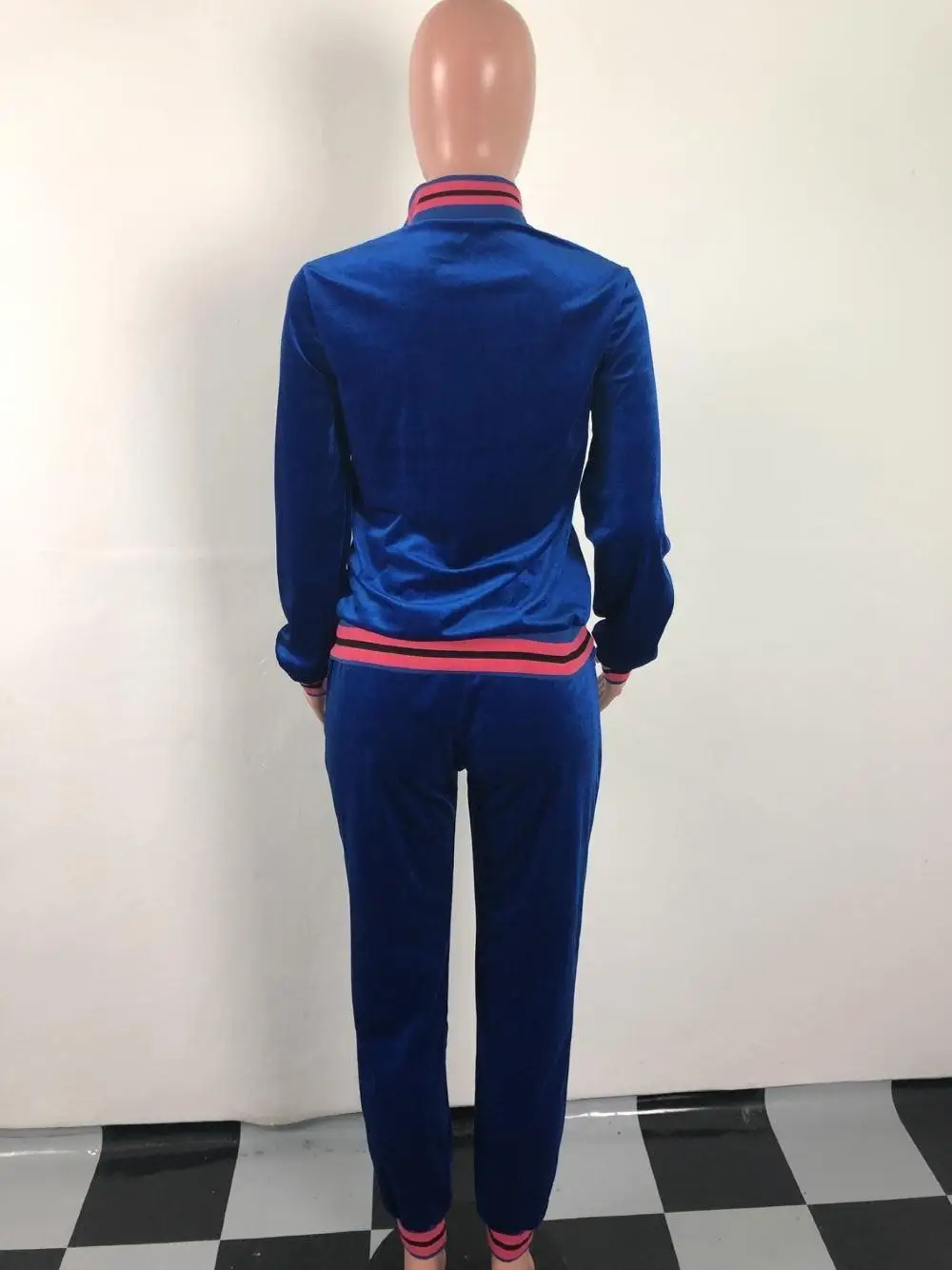 

ZITY Sexy Embroidery Two Pieces Women Jumpsuits Zippers Pockets Striped Jumpsuit Two Pieces Set Club Jumpsuit