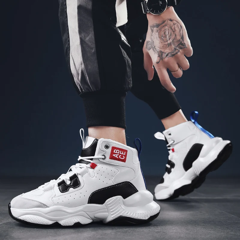 

2020 All Men Shoes Comfortable Lace-up Sneakers Men Breathable Lightweight Casual High Top Shoes Men Platform Walking Footwear
