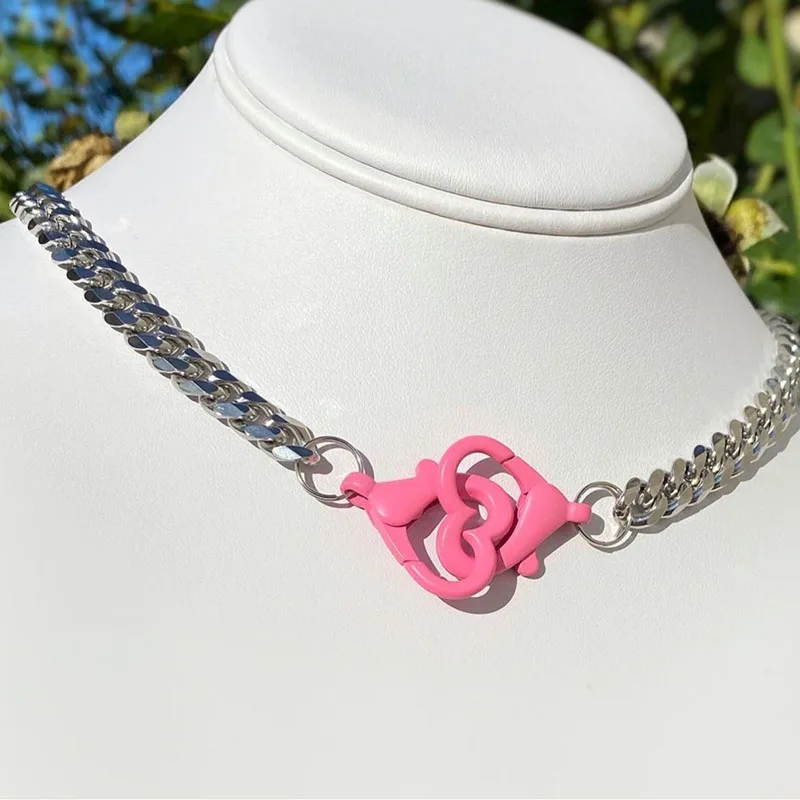Женское Ожерелье из нержавеющей стали розовое ожерелье с пряжкой в форме сердца
