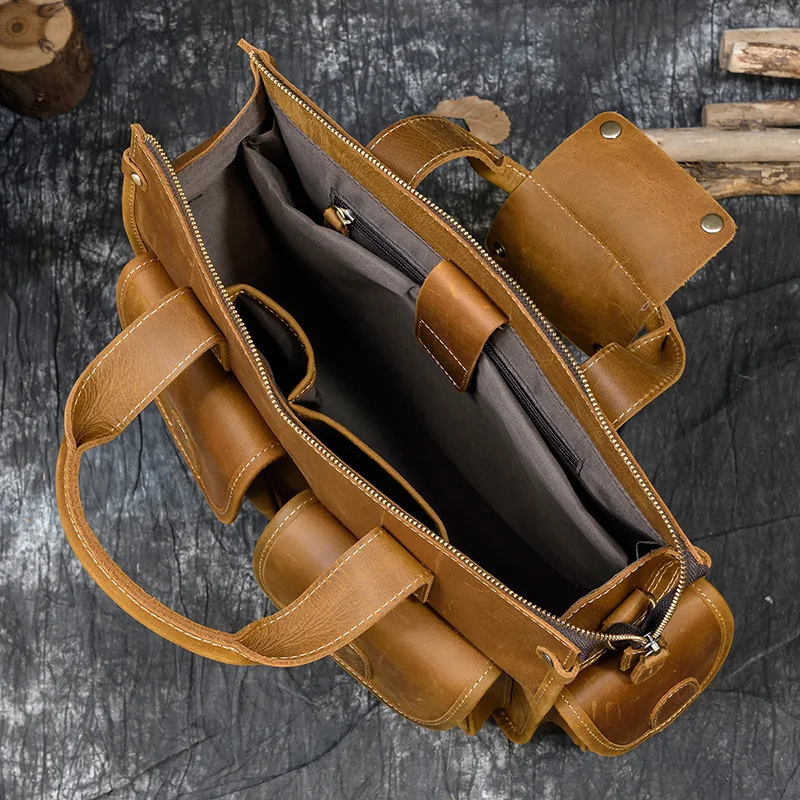 Портфель MAHEU doctor leather для мужчин чехол атташе из натуральной кожи документов и мессенджер ноутбука 13 6