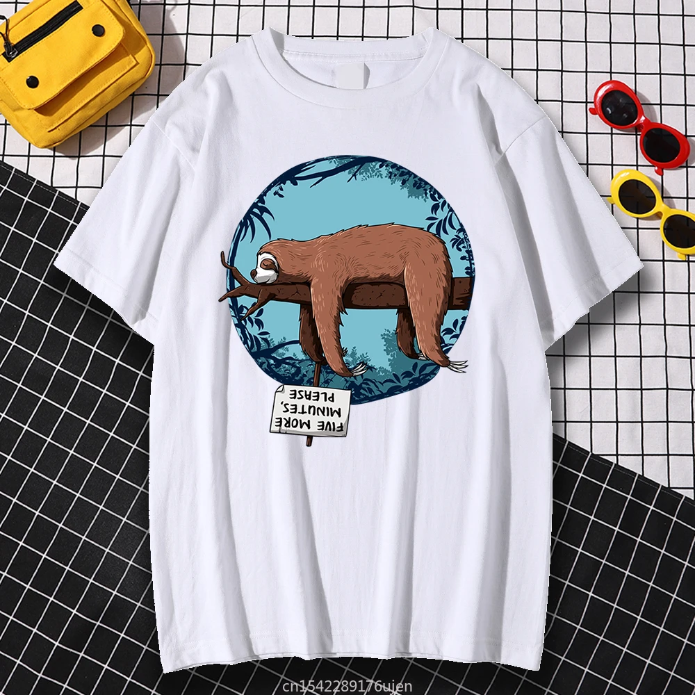 

Kohpweran Crewneck Breathable Streetwear Sleeping Sloth Personality Print Women's Fashion Loose Tshirt Tops Summer Oversize
