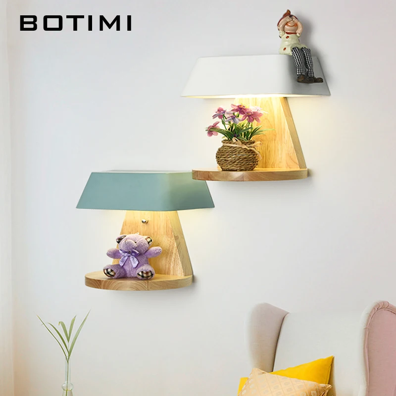 BOTIMI, домашний декор, 220 В, светодиодный настенный светильник для спальни, отеля, металлический абажур, настенный, настенный, для детских комнат, прикроватный светильник