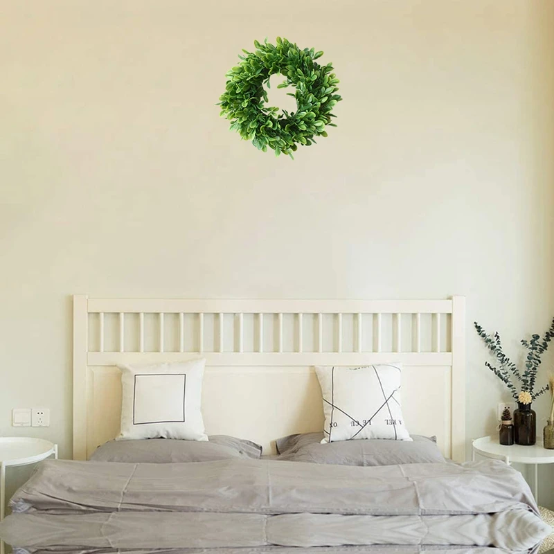 Искусственный Мини венок из самшита с зелеными листьями для дома и улицы зеленый