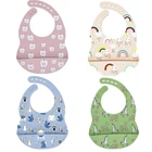 Детские слюнявчики для новорожденных, силиконовые, регулируемые, нагрудник с радугой, водонепроницаемые, грязеотталкивающие, для малышей