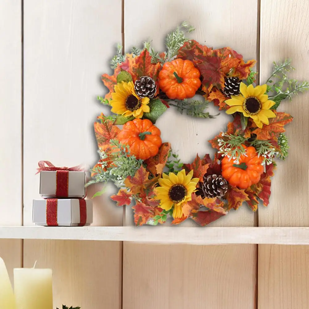 

Thanksgiving Halloween Pumpkin Wreath Door Decoration Simulation Garland Day Decoration