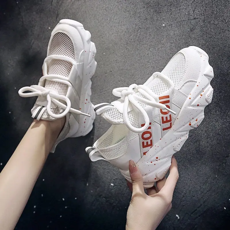 

New Women Mesh Platform Sneakers Trainers White Shoes 2021 Summer Outdoor Shoes Breathable Casual Shoes Woman