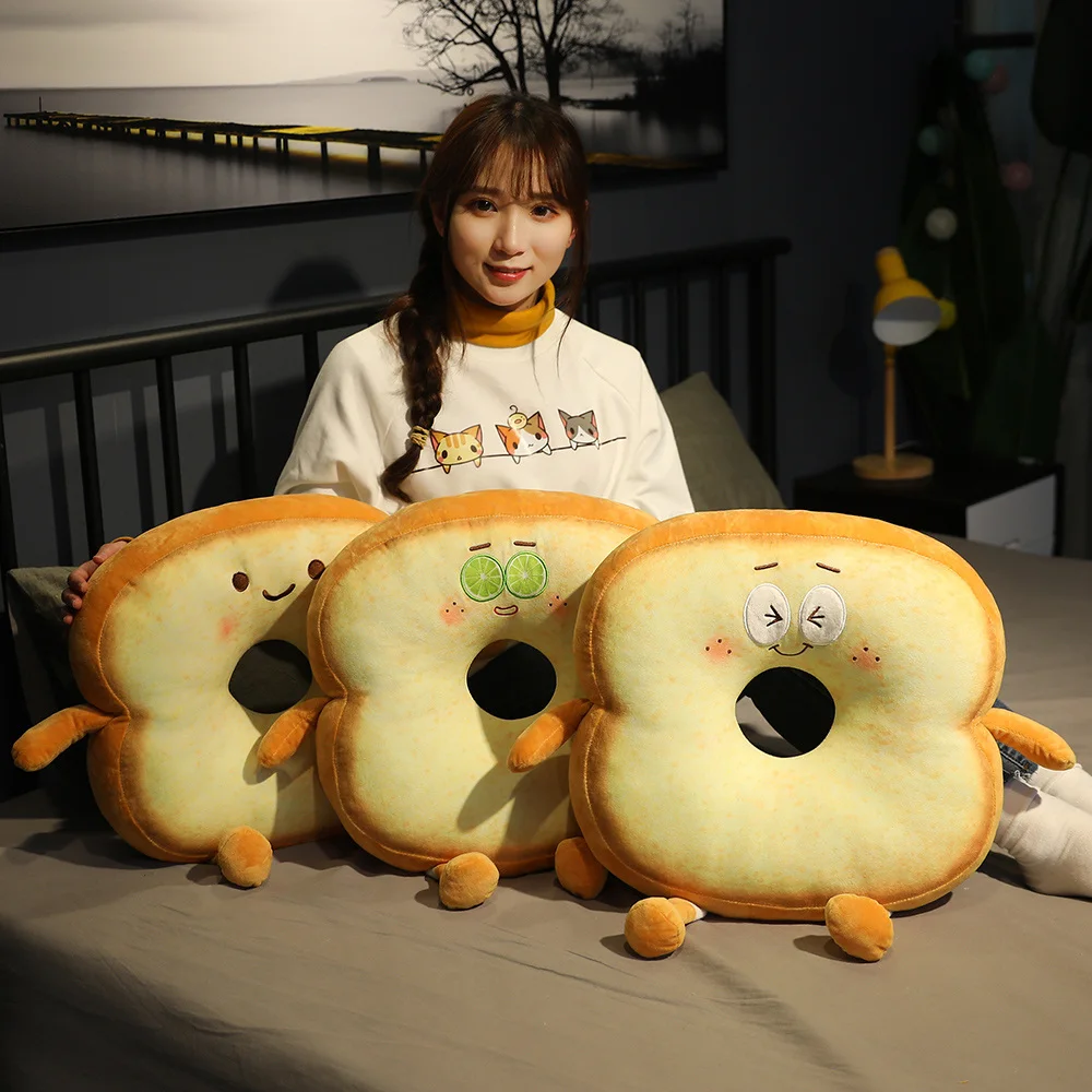 

Cartoon animated funny expression pack plush toy toast sliced bread pillow cushion doll software home seat cushion back office n