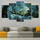 HD печатная настенная Картина на холсте Фэнтези дома волшебный лес ночная картина модульные плакаты и принты домашний декор