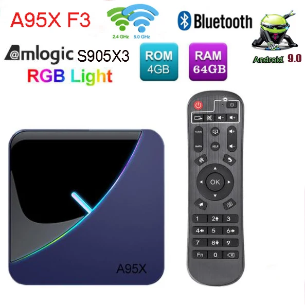A95X F3 Android 9,0 ТВ приставка RGB светильник последняя Amlogic S905X3 Чип Wifi BT ТВ приставка YouTube 8K Netflix Plex ТВ приставка Смарт ТВ приставка - Цвет: 4G 64G