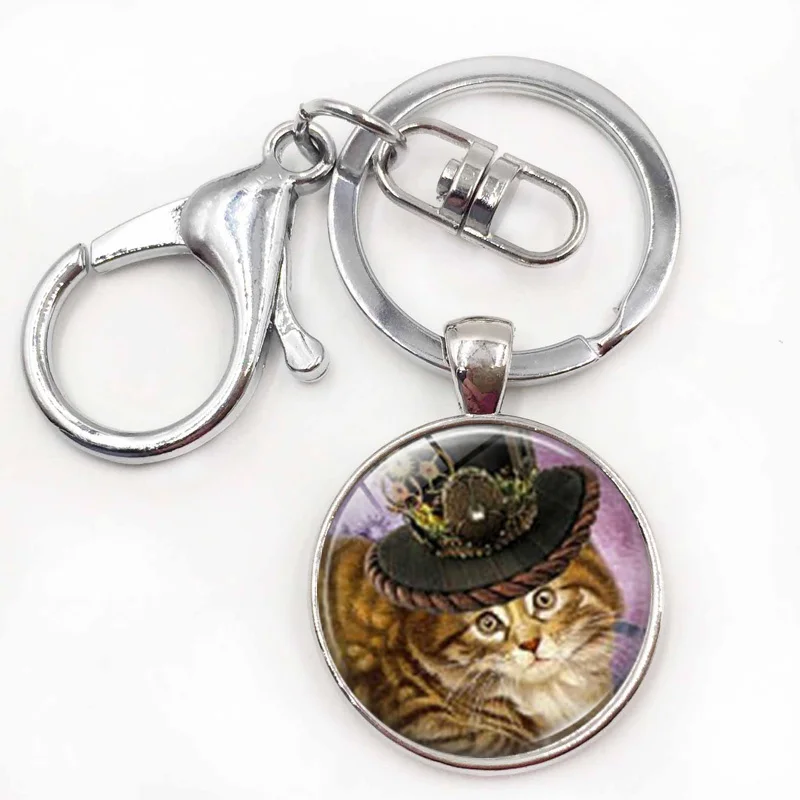 Новинка Модные стильные модные металлическая котенок брелок кольцо для ключей с