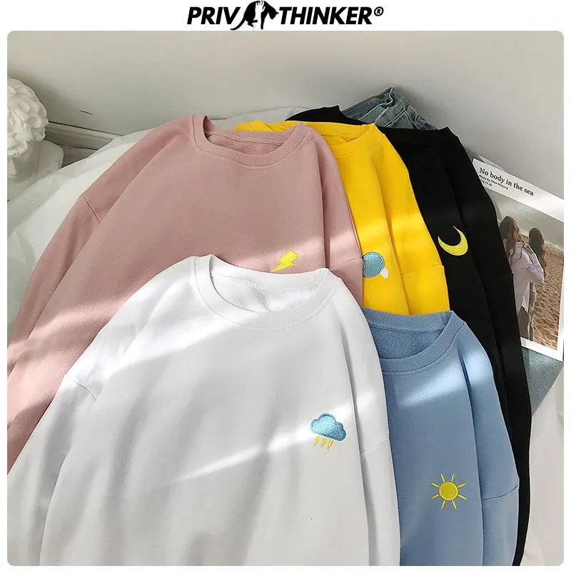 Privathinker, корейские свободные пуловеры для пары, толстовки с капюшоном, женские осенние толстовки с вышивкой, женская одежда, 5XL